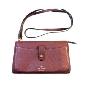 Kate Spade Alegra Larchmont Ave Burgundy Leather Crossbody Wallet Bag